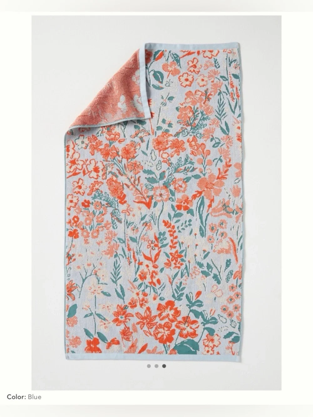 Anthro ❉ Lillian Cotton Floral Bath Towel in Blue